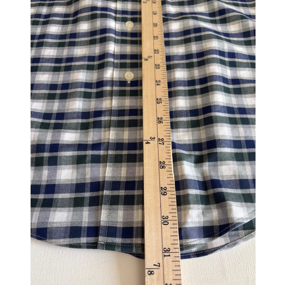 Brooks Brothers Regent Non-Iron Supima Cotton Plaid Shirt Mens Large Navy Green - Picture 6 of 7